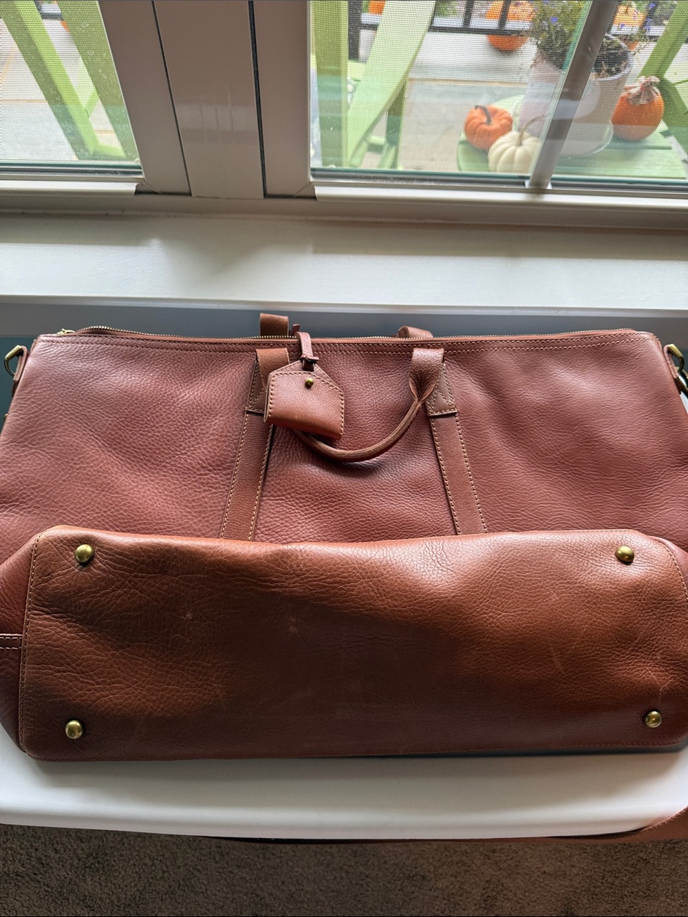 Madewell Classic Leather Transport Weekender Bag - English Saddle Brown - Picture 5 of 8